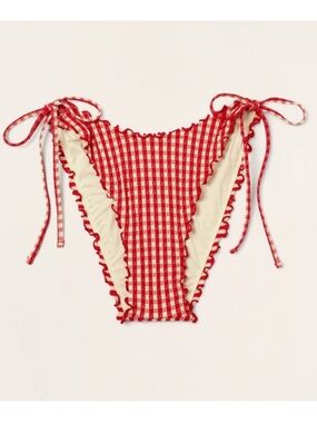 Parke x Target Red Gingham Lettuce Edge Bikini Bottoms L NWT